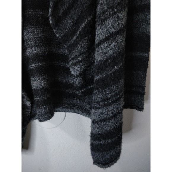 360 Sweater Gray & Black Striped Wool Blend Drape Front Open Cardigan Size S - Picture 3 of 7